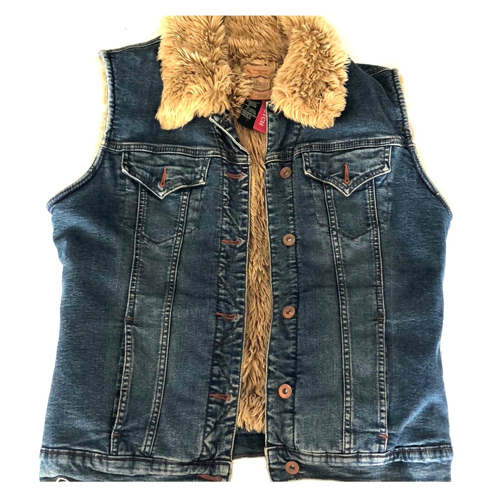 JAG jeans denim vest with fur